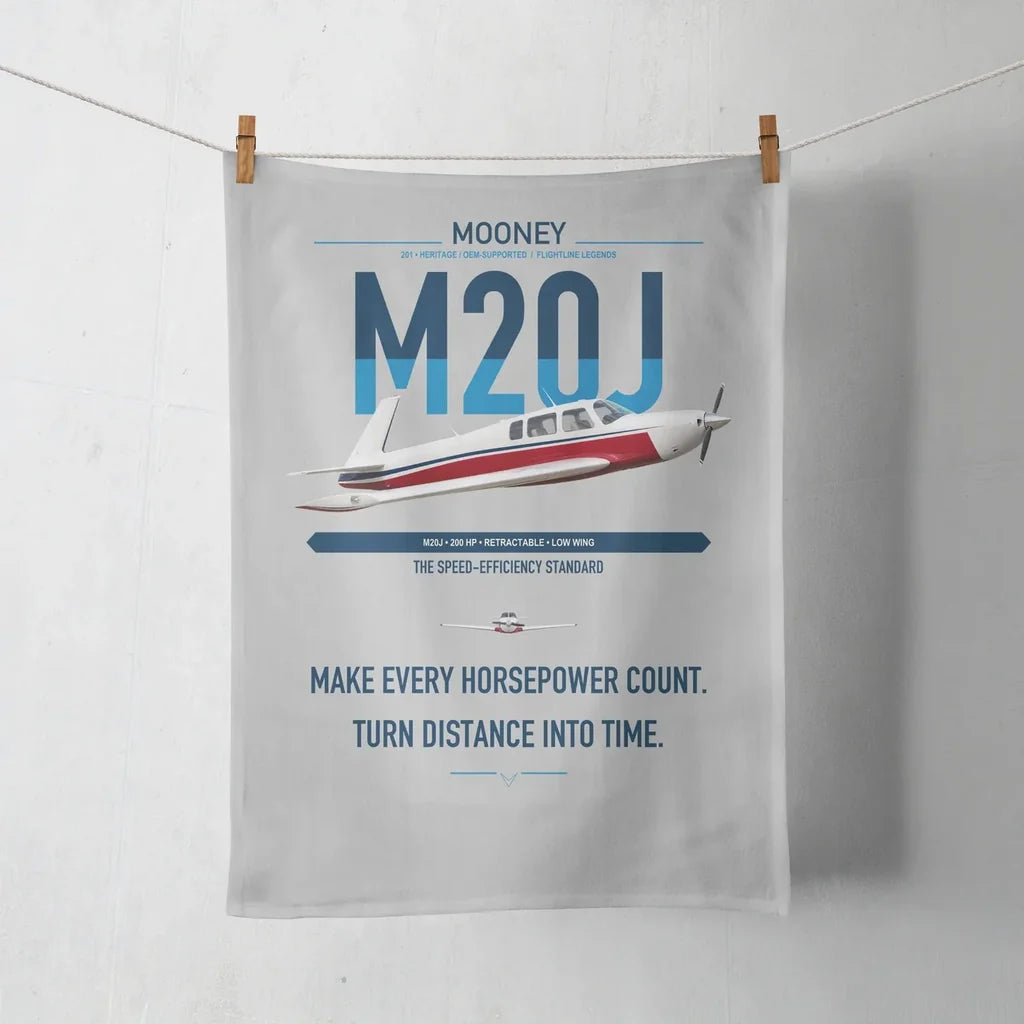 Mooney M20J 201 design on light gray towel