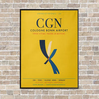 Thumbnail for Cologne Bonn Airport CGN vertical canvas print - framed - yellow background