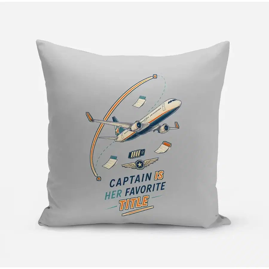 Captain Is Her Favorite Title design on light gray pillow