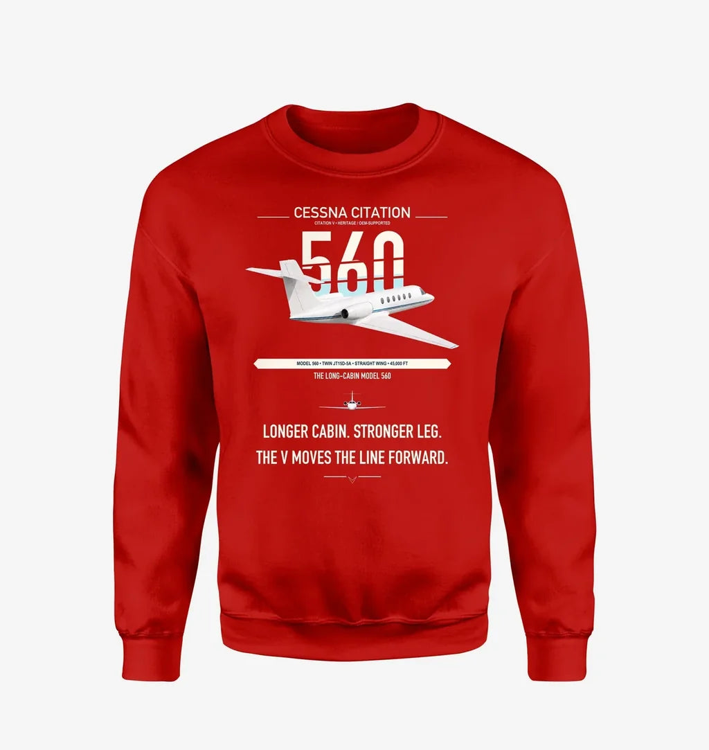 Cessna Citation 560 - Citation V design on red sweatshirt