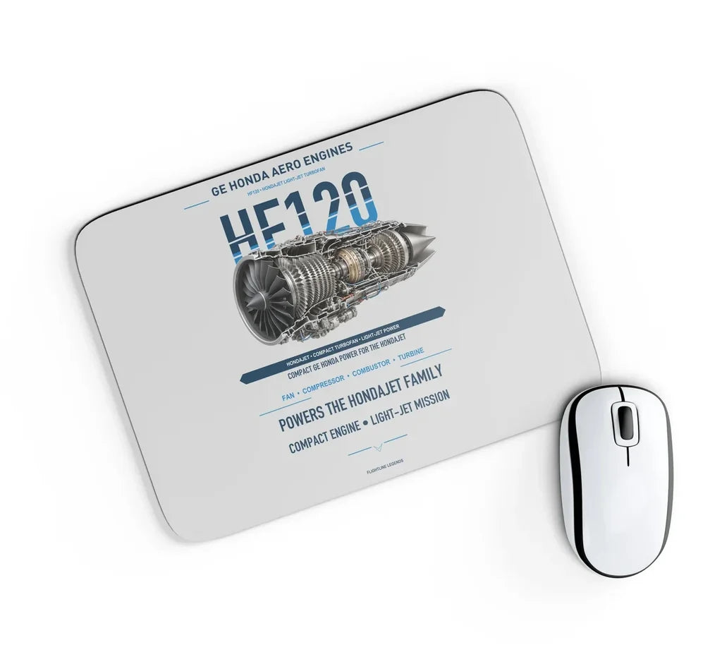 HF120 design on light gray rectangle mouse pad