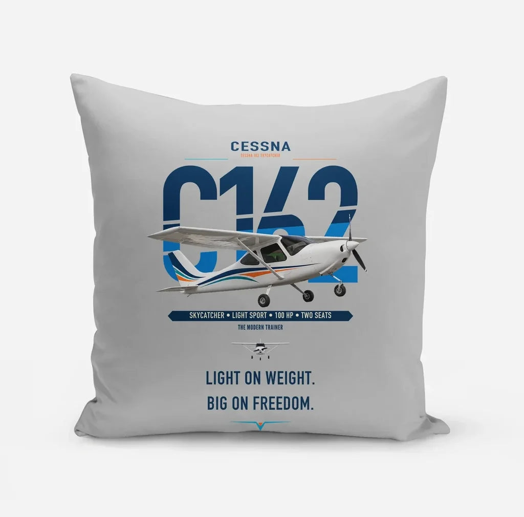 Cessna 162 Skycatcher design on light gray pillow