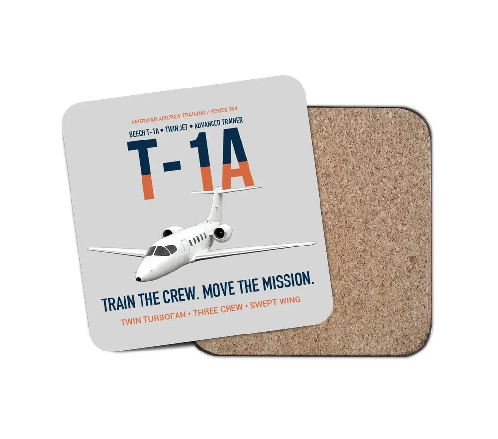T-1A Jayhawk Advanced Jet Trainer design on light gray 1 piece coaster