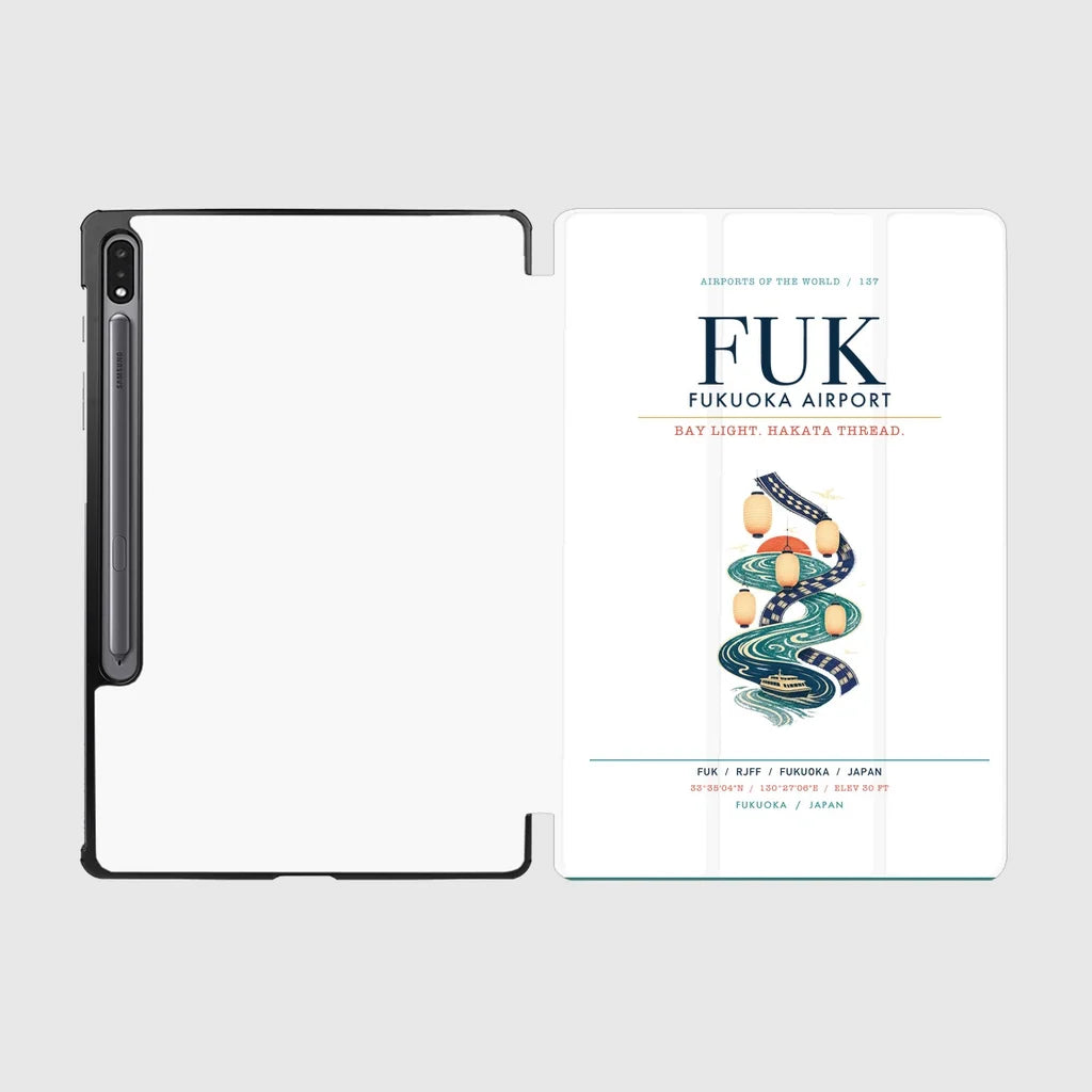 Fukuoka Airport (FUK) design on white samsung tablet tablet case