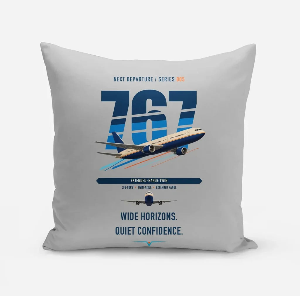 Boeing 767-300ER design on light gray pillow