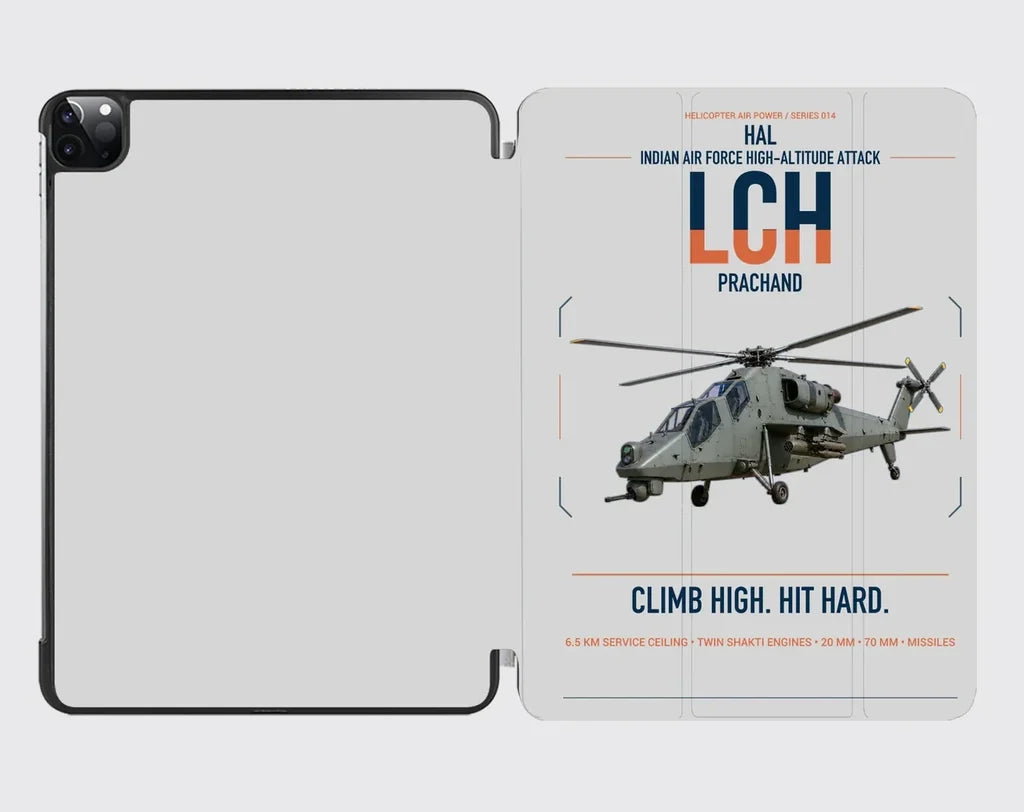 HAL LCH Prachand design on light gray ipad tablet case