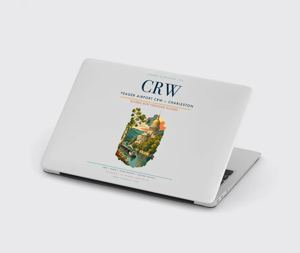 Yeager Airport (CRW) design on light gray MacBook case