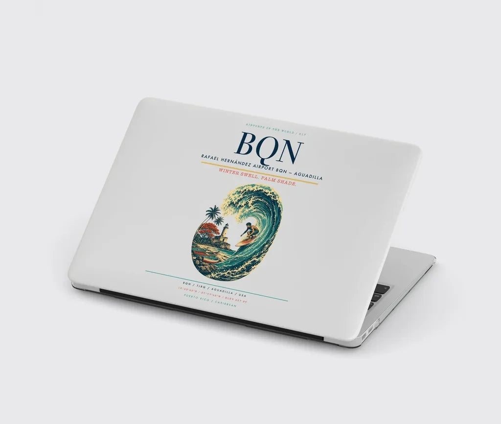 Rafael Hernández Airport (BQN) design on light gray MacBook case