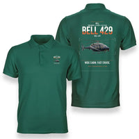 Thumbnail for Bell 429 design on green double-side polo t-shirt, double-side print