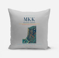 Thumbnail for Molokai Airport (MKK) design on light gray pillow