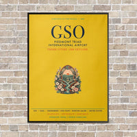 Thumbnail for Piedmont Triad International Airport GSO vertical canvas print - framed - yellow background
