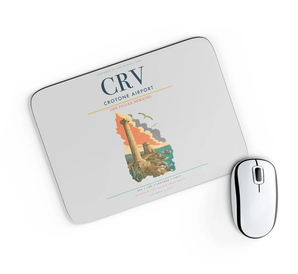 Crotone Airport (CRV) design on light gray rectangle mouse pad