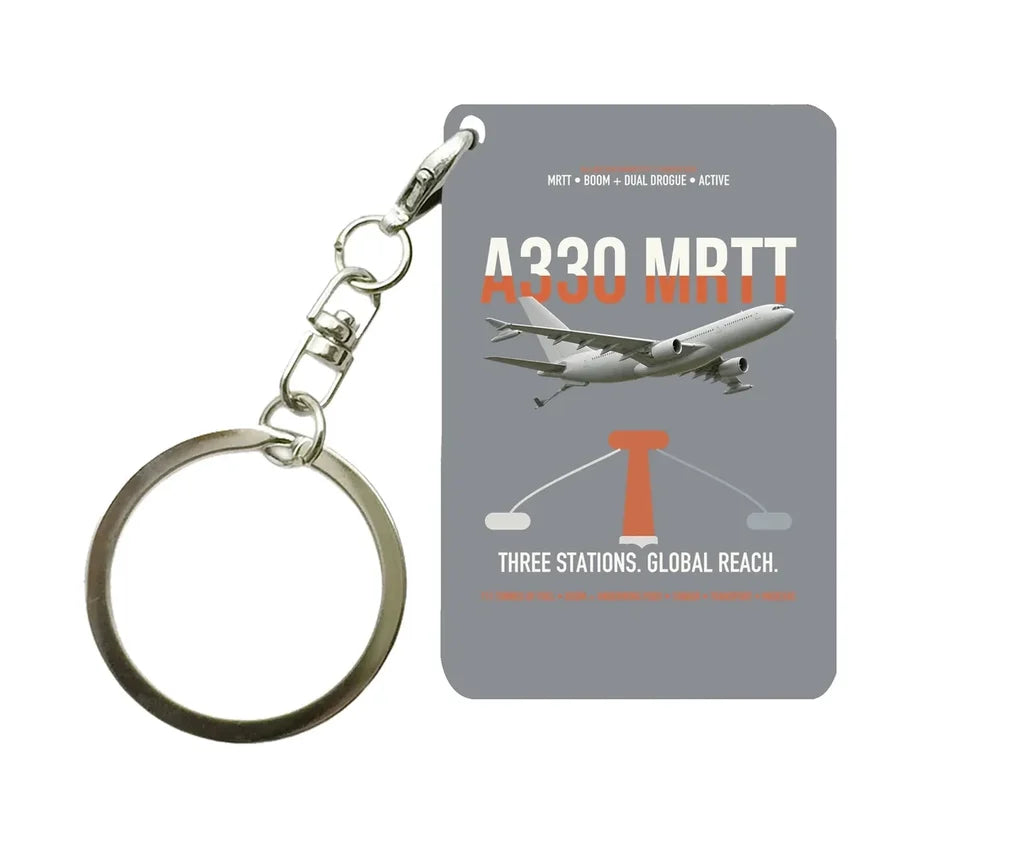 Airbus A330 MRTT design on gray designed key chain, double-side print
