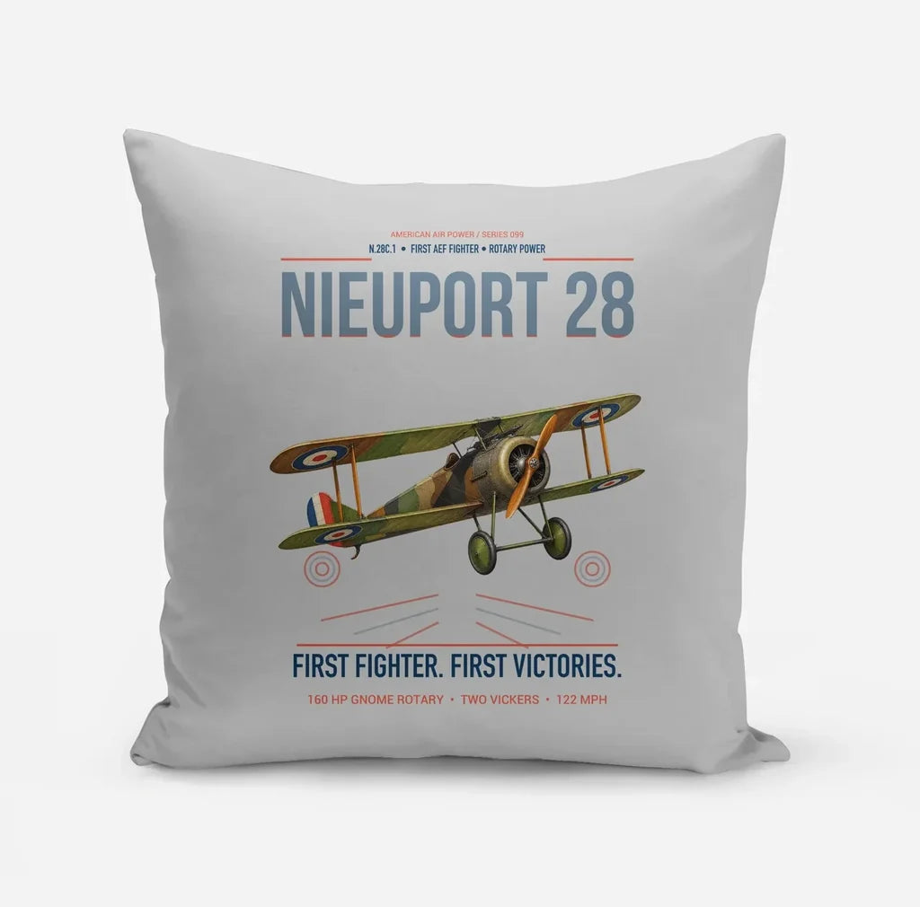 Nieuport 28C.1 design on light gray pillow
