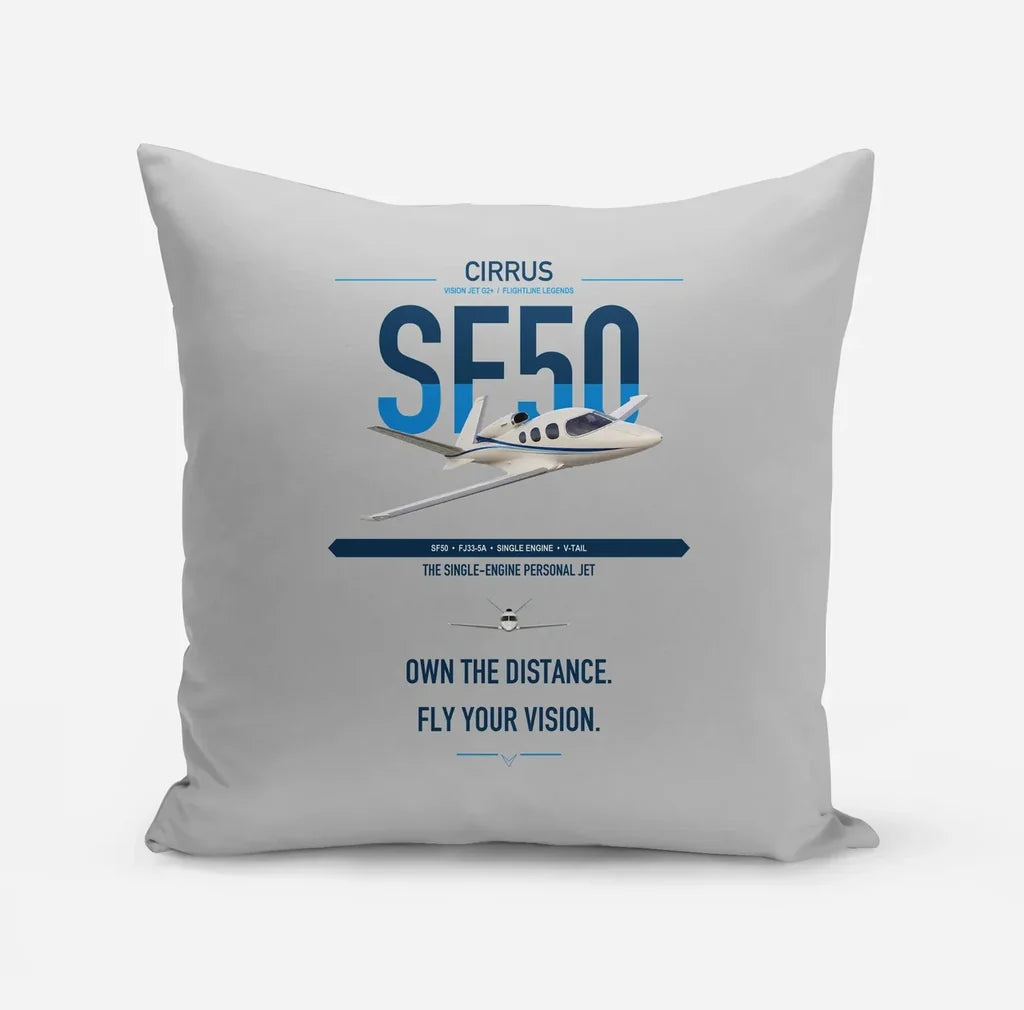 Cirrus Vision Jet G2+ design on light gray pillow