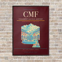 Thumbnail for Chambéry-Savoie Airport CMF vertical canvas print - framed - dark red background