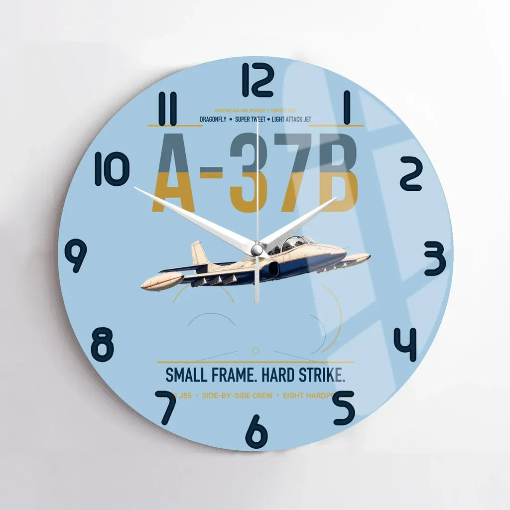 A-37B Dragonfly design on light blue no frame wall clock