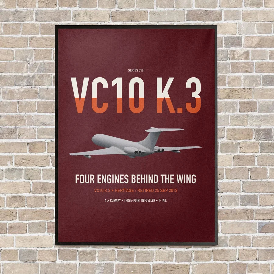 Vickers VC10 K.3 vertical canvas print - framed - dark red background