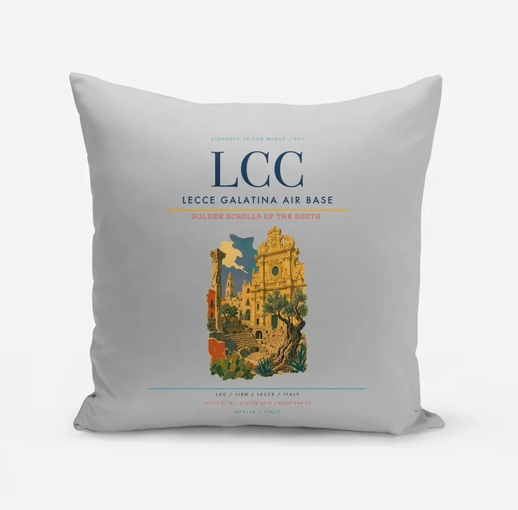Lecce Galatina Air Base (LCC) design on light gray pillow
