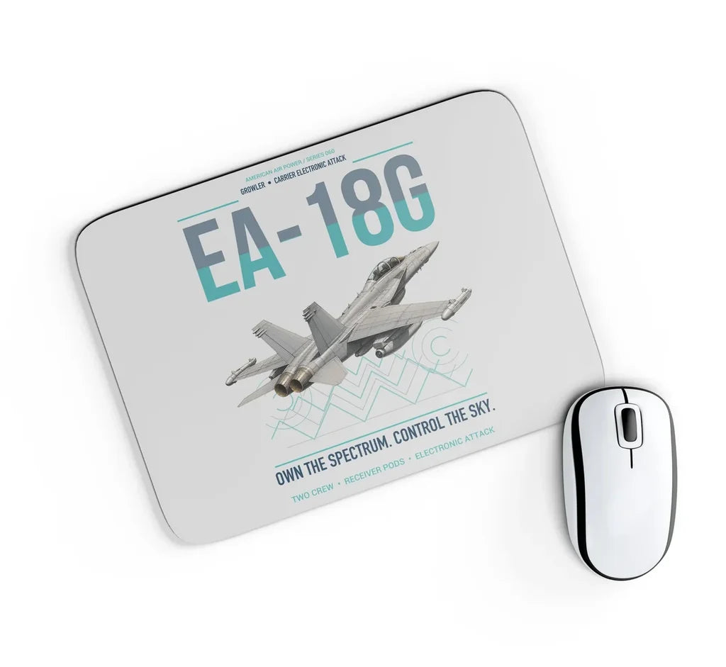 EA-18G Growler design on light gray rectangle mouse pad