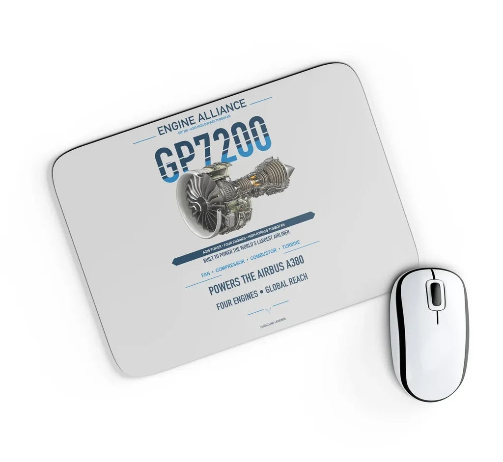 GP7200 design on light gray rectangle mouse pad