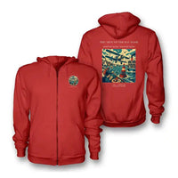 Thumbnail for VINTAGE G4299 - The Around The Bay Dash - Premium Zipped Hoodie design on red