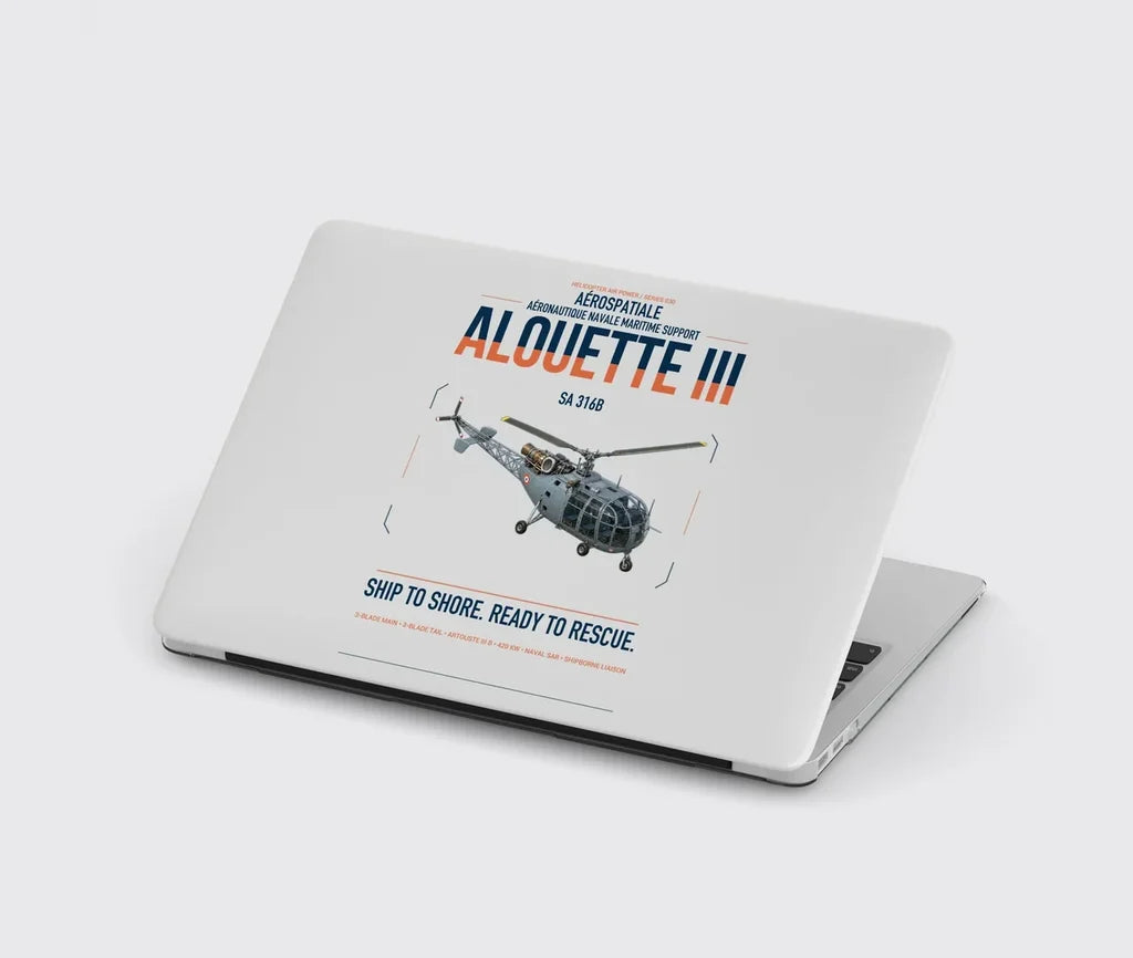 Aérospatiale SA 316B Alouette III design on light gray MacBook case