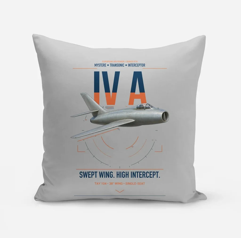 Dassault Mystère IV A design on light gray pillow