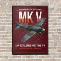 Thumbnail for Hawker Tempest Mk V vertical canvas print - framed - dark red background