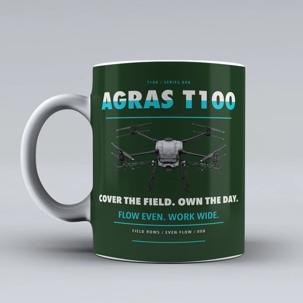 Agras T100 Mug design on dark green dji