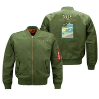 Thumbnail for Cornwall Airport Newquay (NQY) design on green bomber jacket