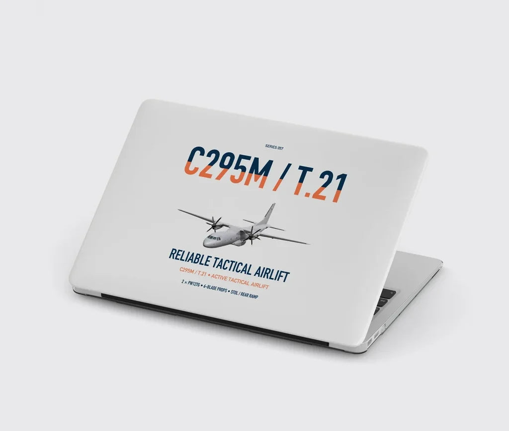 Airbus C295M T.21 design on light gray MacBook case