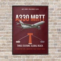 Thumbnail for Airbus A330 MRTT vertical canvas print - framed - dark red background