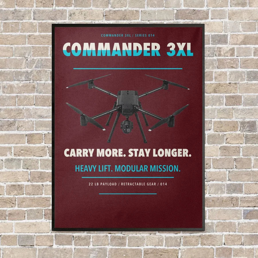 Draganfly Commander 3XL vertical canvas print - framed - dark red background