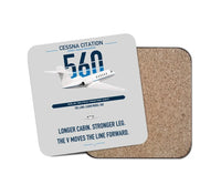 Thumbnail for Cessna Citation 560 - Citation V design on light gray 1 piece coaster