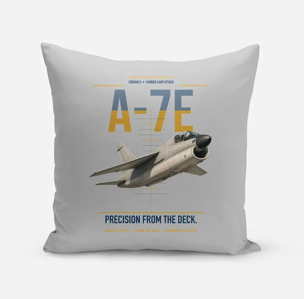 A-7E Corsair II design on light gray pillow
