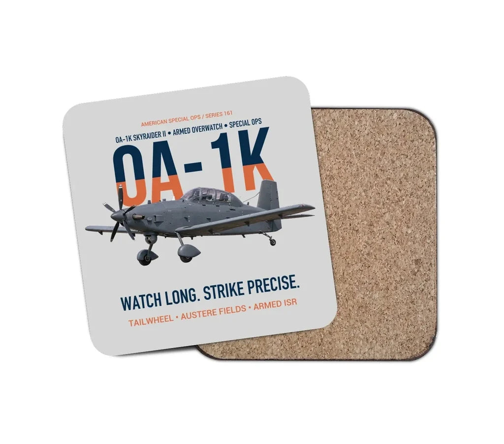 OA-1K Skyraider II Armed Overwatch design on light gray 1 piece coaster
