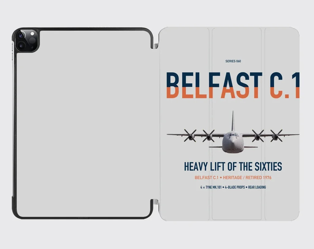 Short Belfast C.1 design on light gray ipad tablet case