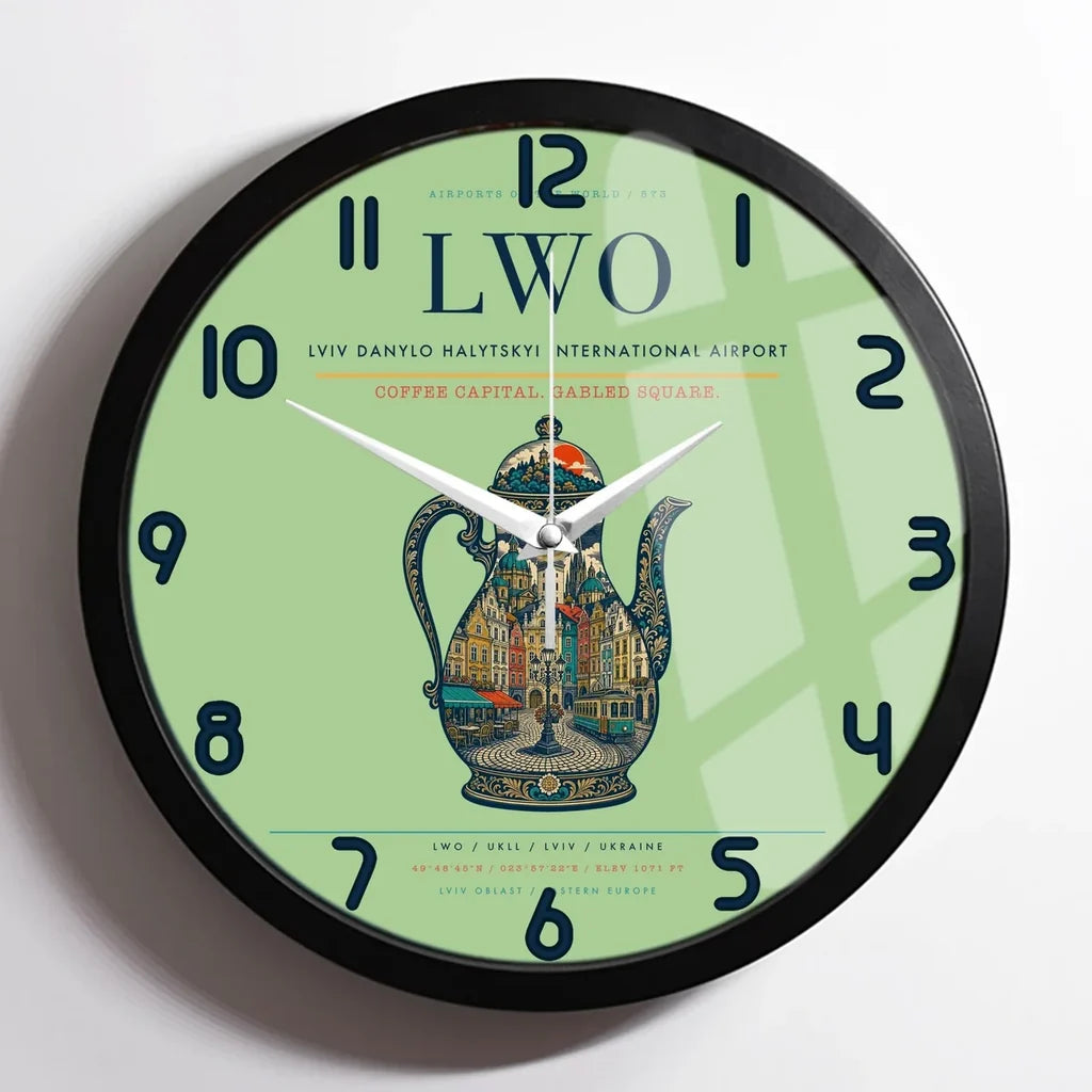 Lviv Danylo Halytskyi International Airport LWO Wall-Clock Framed - Light Green