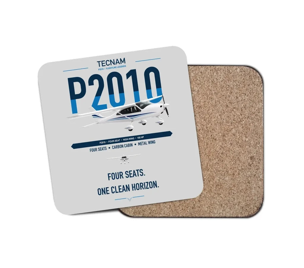 Tecnam P2010 design on light gray 1 piece coaster