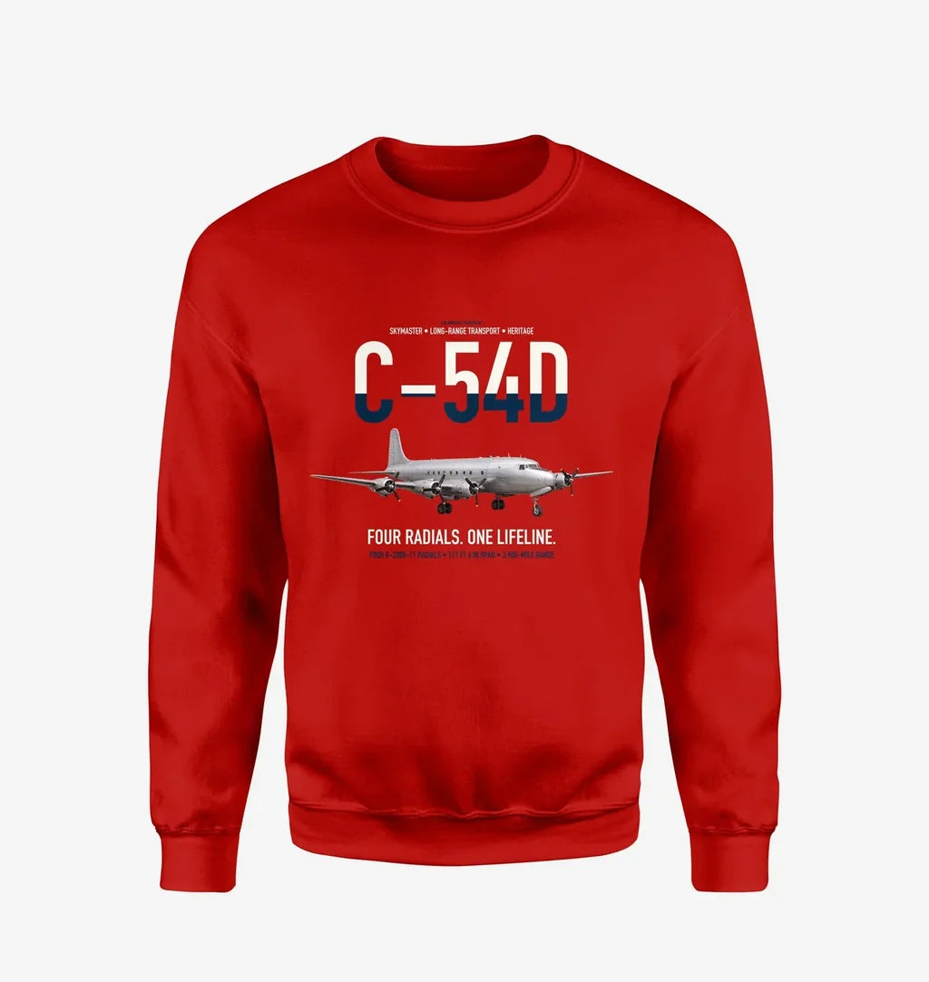 C-54D Skymaster design on red sweatshirt