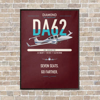 Thumbnail for Diamond DA62 vertical canvas print - framed - dark red background