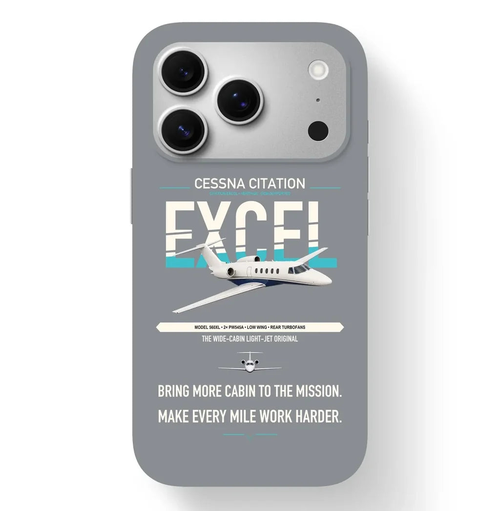 Cessna Citation Excel design on gray magsafe iphone case, for iPhone 17 Pro