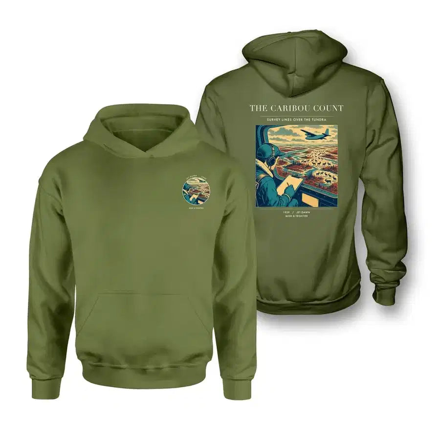 VINTAGE G4198 - The Caribou Count - Double-Side Hoodie design on greenarmy double side