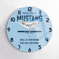 Thumbnail for Cessna Citation Mustang design on light blue no frame wall clock