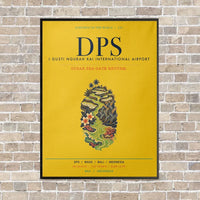 Thumbnail for I Gusti Ngurah Rai International Airport Bali DPS vertical canvas print - framed - yellow background
