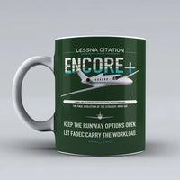 Thumbnail for Cessna Citation Encore+ design on dark green ceramic mug, double-side print
