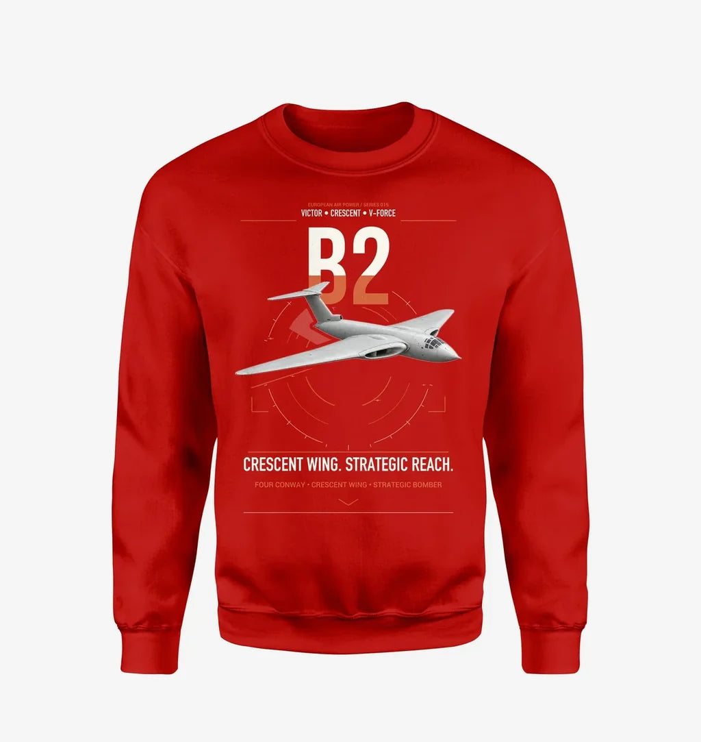 Handley Page Victor B2 design on red sweatshirt