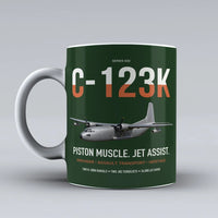 Thumbnail for C-123K Provider design on dark green ceramic mug, double-side print