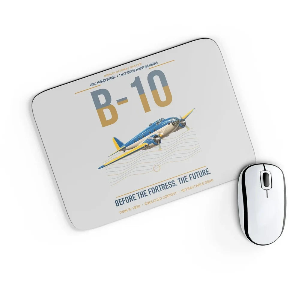 Martin B-10 design on light gray rectangle mouse pad